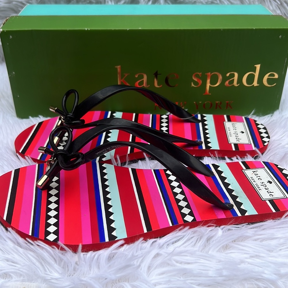 Kate Spade flip flops multi colored size 9-10